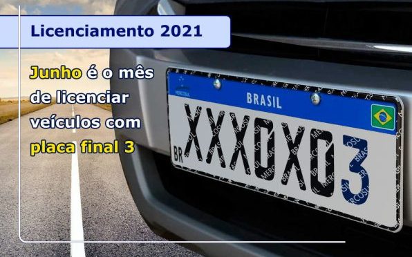 DETRAN.SP: JUNHO É O MÊS DE LICENCIAR VEÍCULOS COM PLACA FINAL 3